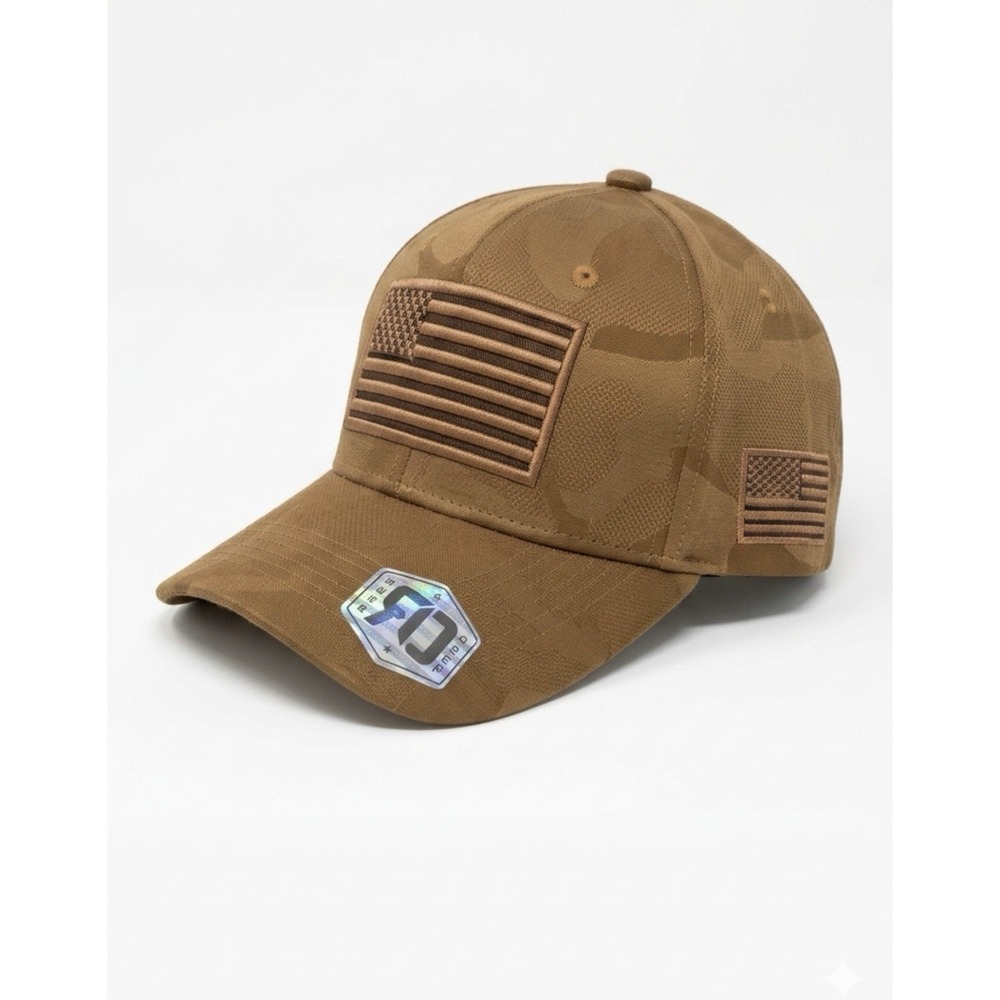 Runs Deep Premium Tactical American Flag Sueded Snapback Cap Hat BRN Subtle Camo